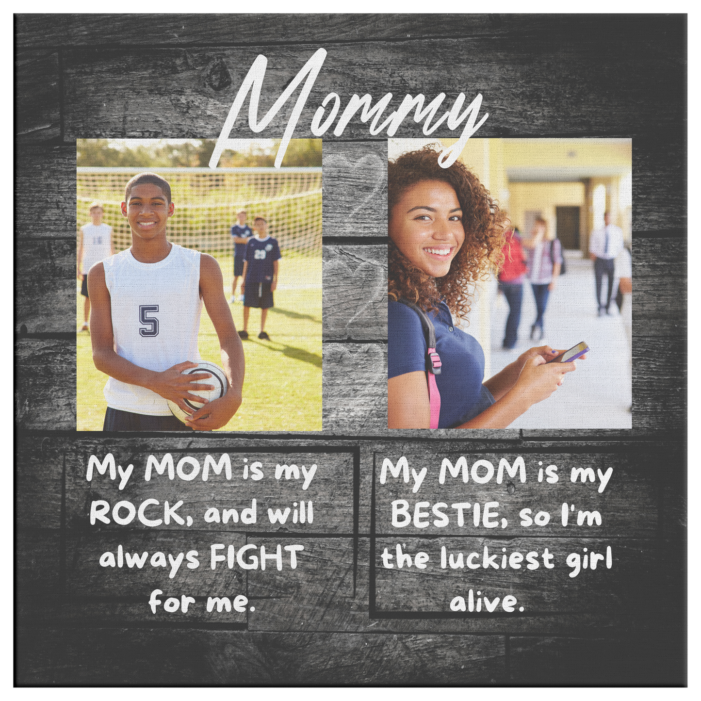 Custom Message to Mom Square Canvas Wrap