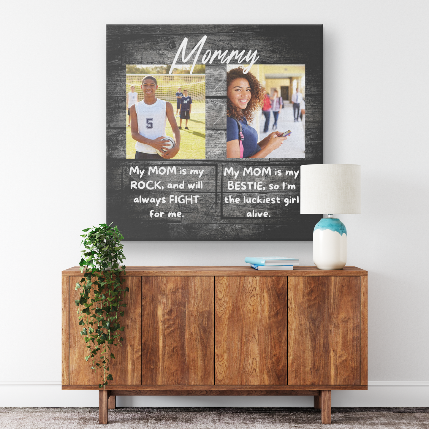 Custom Message to Mom Square Canvas Wrap