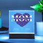 MOM Pink Rose Heart Acrylic Square Plaque