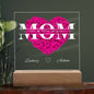 MOM Pink Rose Heart Acrylic Square Plaque