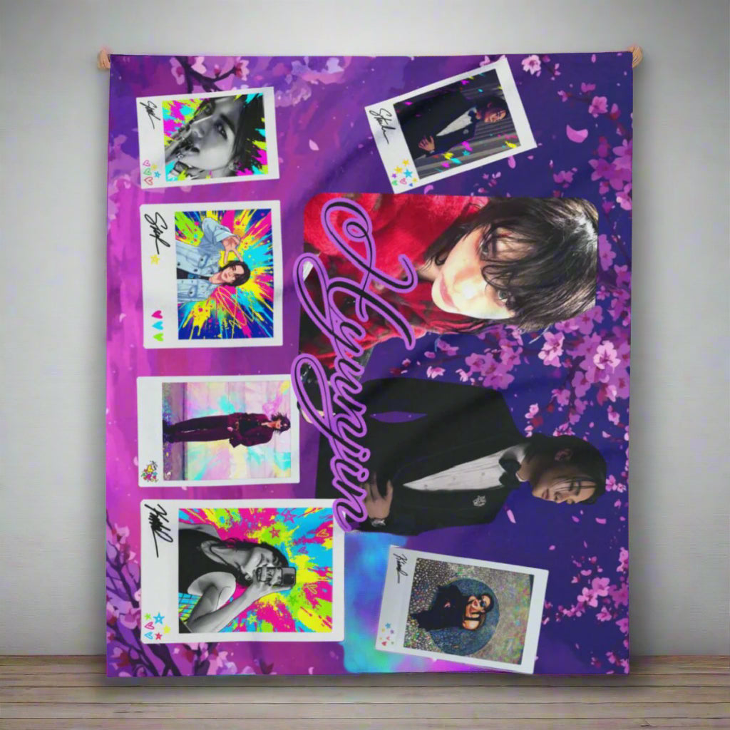 Hyunjin Stray Kids Blanket | Custom K-pop Collage Blanket | Cozy Arctic Fleece Fan Gift for STAY