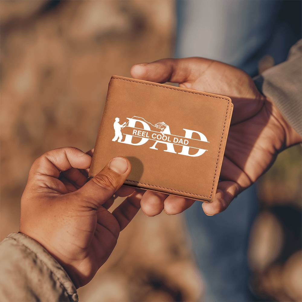 Reel Cool Dad Leather Wallet: Father's Day Catch white