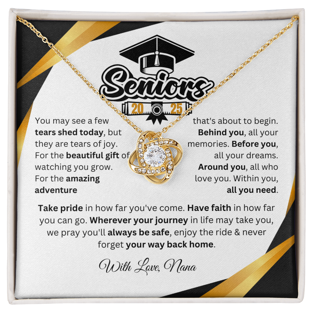 Personalized Graduation Gift Love Knot Necklace Necklace "In Every Step You Take, We're Always with You"