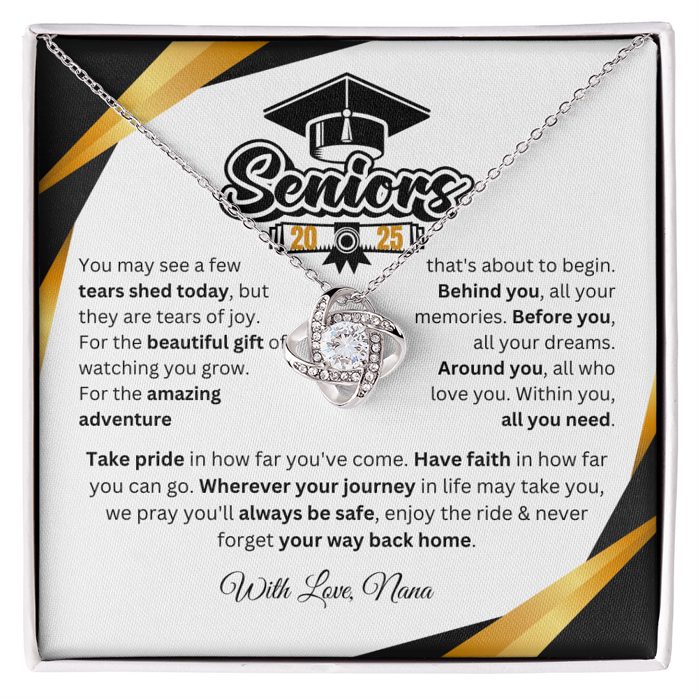 Personalized Graduation Gift Love Knot Necklace Necklace "In Every Step You Take, We're Always with You"