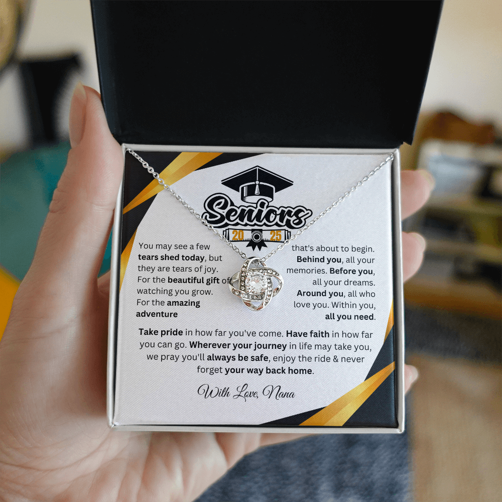 Personalized Graduation Gift Love Knot Necklace Necklace "In Every Step You Take, We're Always with You"