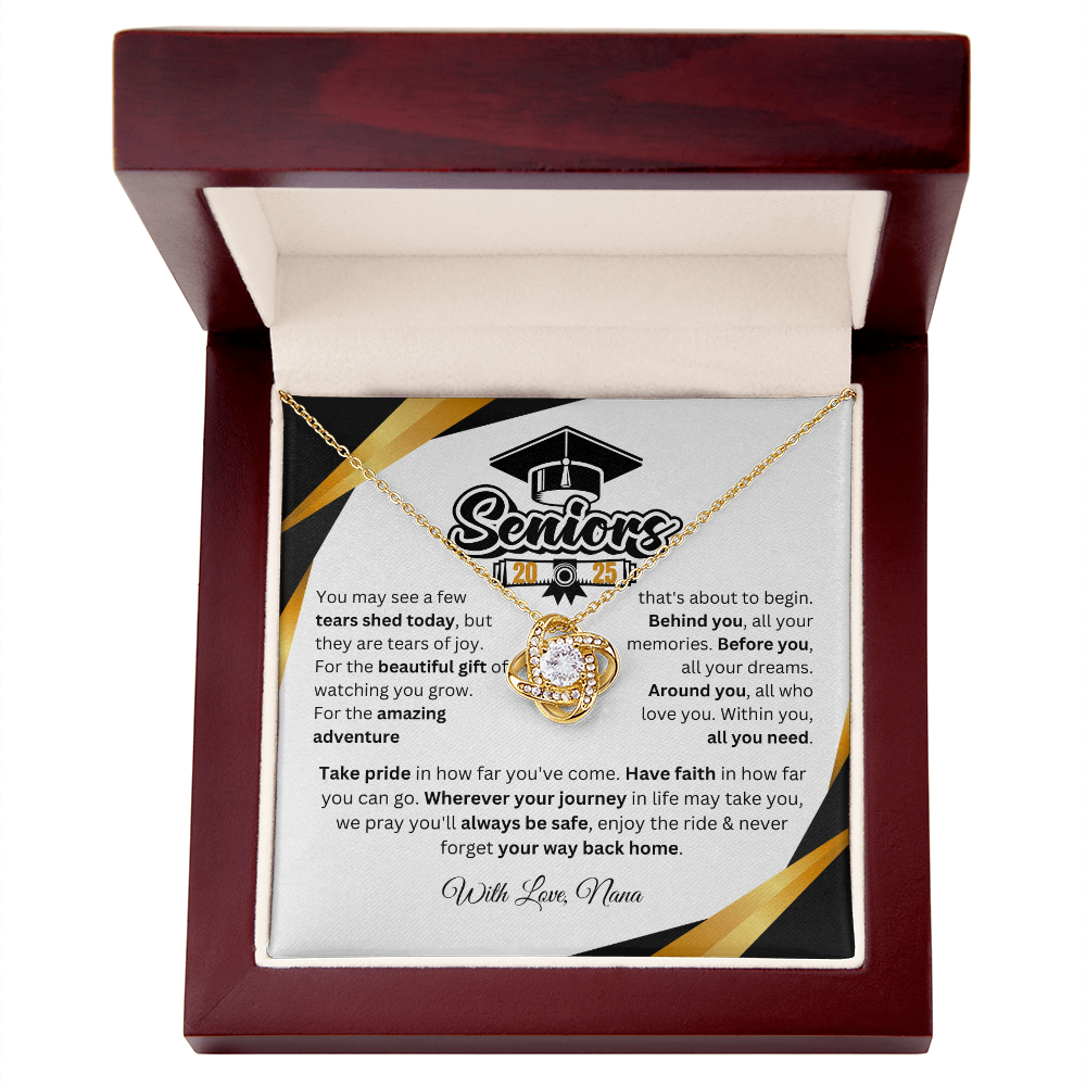 Personalized Graduation Gift Love Knot Necklace Necklace "In Every Step You Take, We're Always with You"