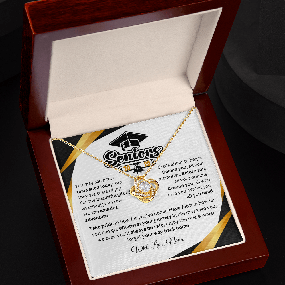 Personalized Graduation Gift Love Knot Necklace Necklace "In Every Step You Take, We're Always with You"
