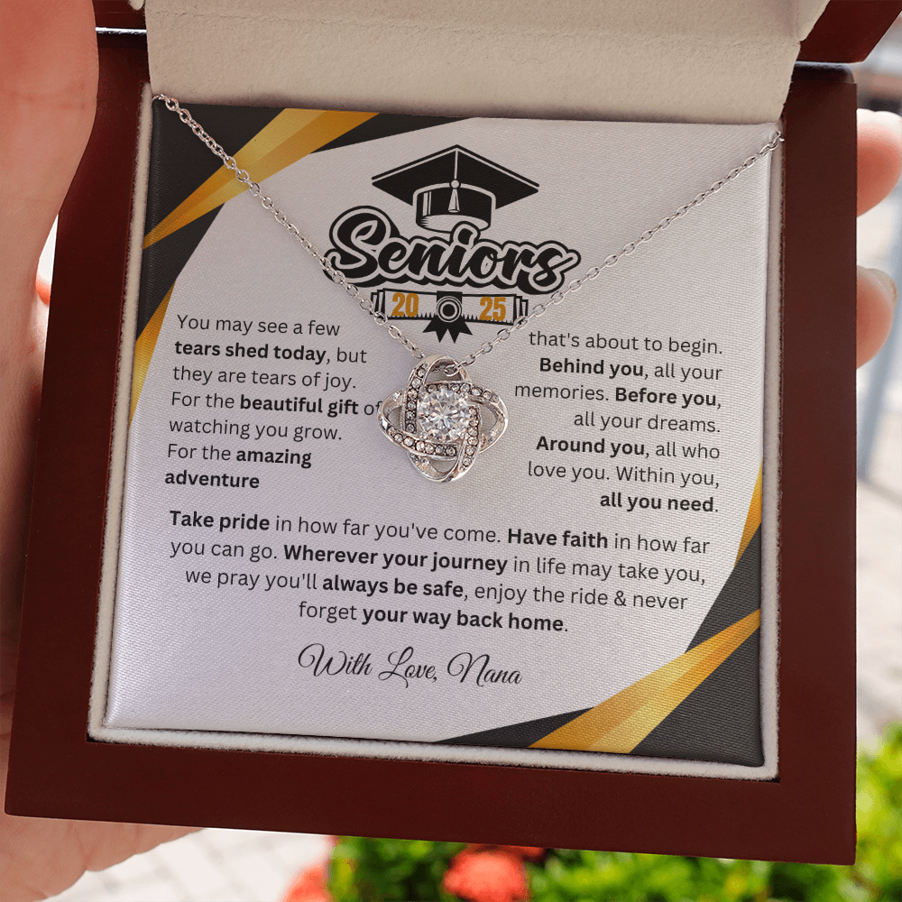 Personalized Graduation Gift Love Knot Necklace Necklace "In Every Step You Take, We're Always with You"