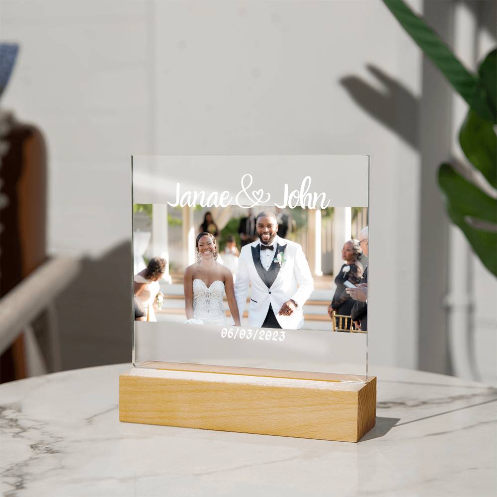 Personalized Square Acrylic Plaque | Wedding | Anniversary | Baby | College