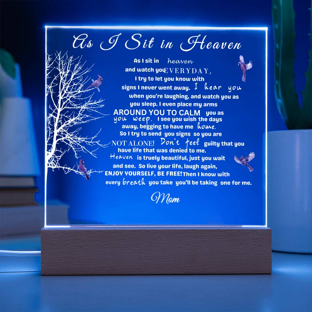 "Mother's Eternal Embrace: As I Sit in Heaven" Cardinal Plaque