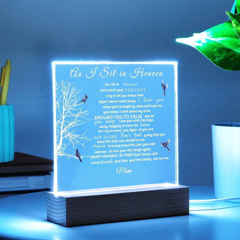 "Mother's Eternal Embrace: As I Sit in Heaven" Cardinal Plaque