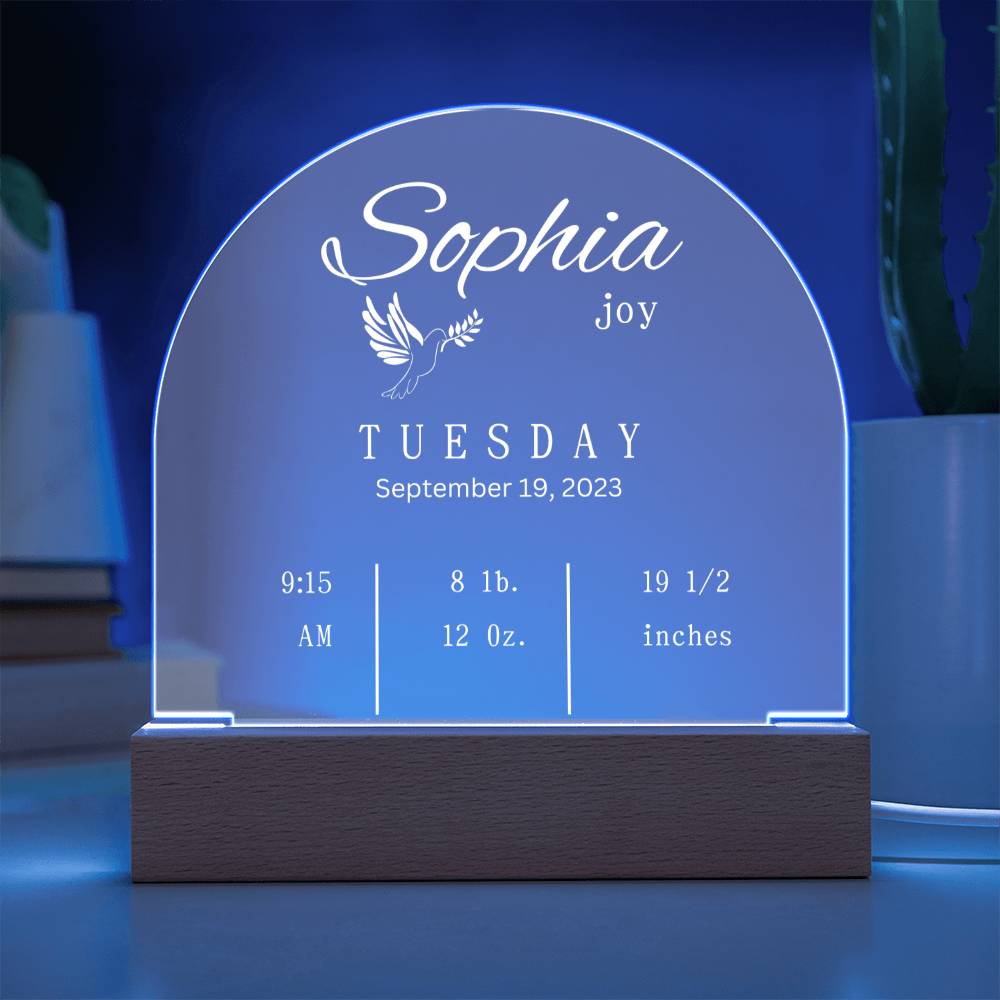 Domed Acrylic Plaque-New Baby Info | Baby | Gift | New Born | Christmas