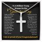Brilliant Young Woman Graduation Cross Necklace