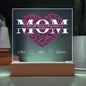 MOM Pink Rose Heart Acrylic Square Plaque