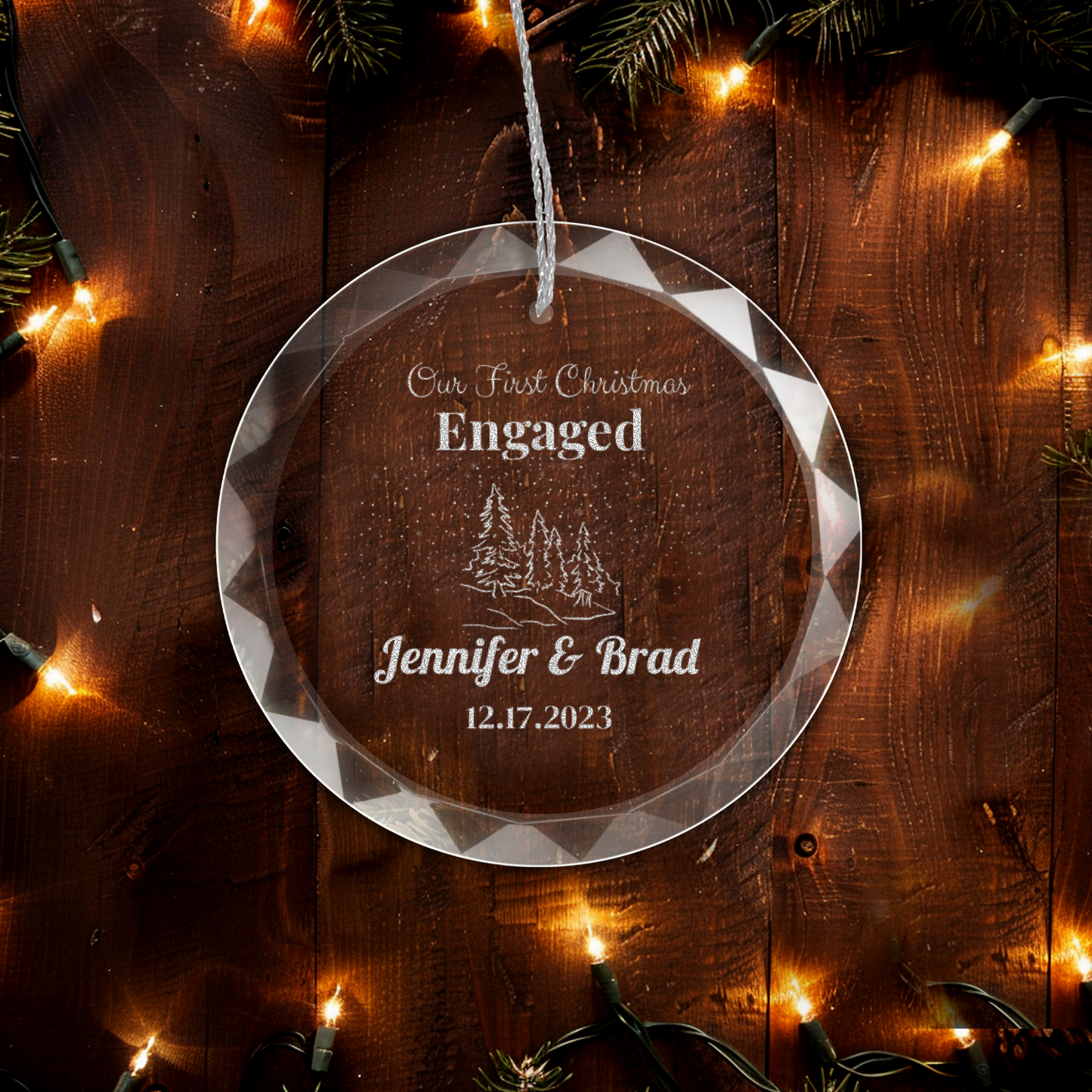 Personalized "Our First Christmas" Engraved Custom GLASS Ornament With Gift Box