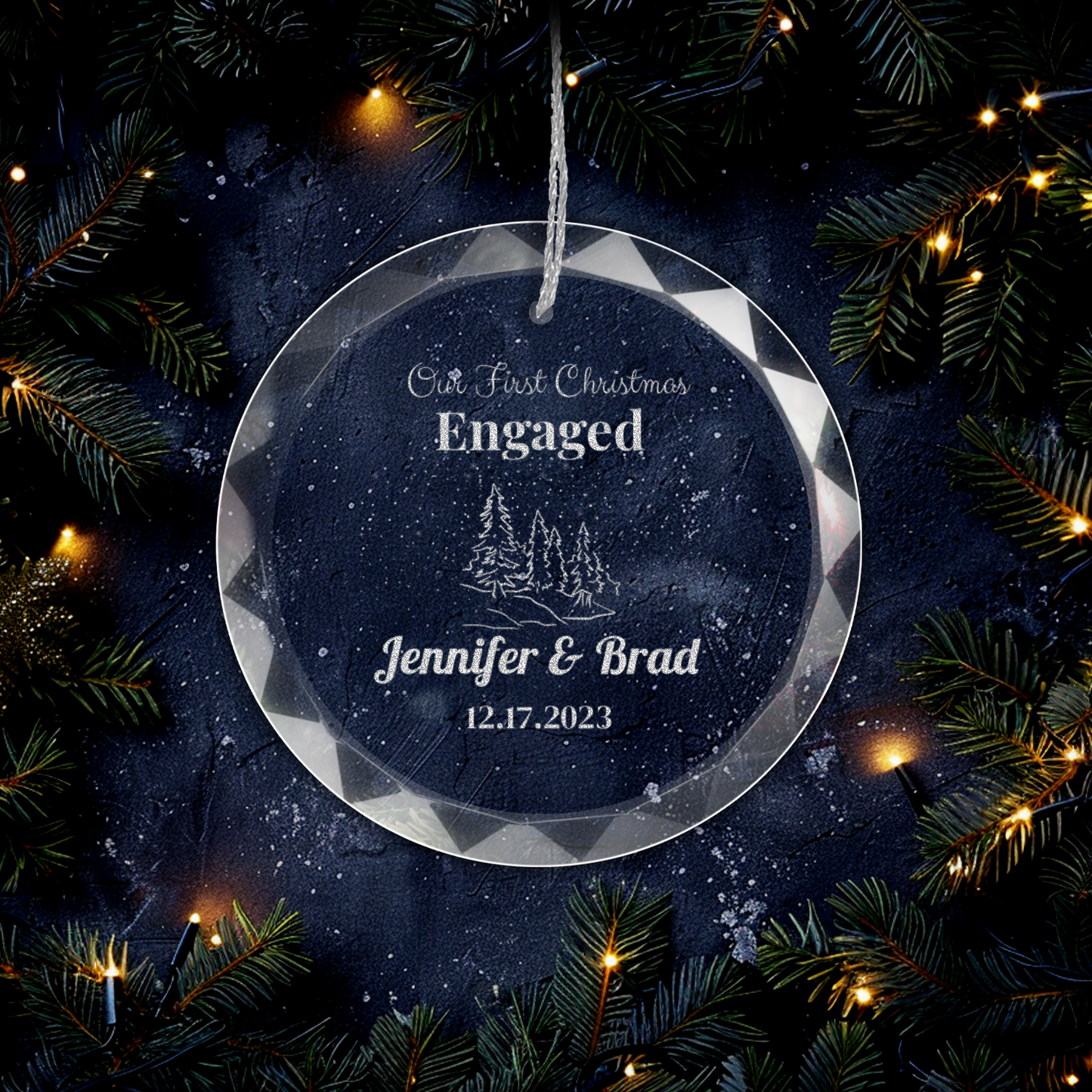 Personalized "Our First Christmas" Engraved Custom GLASS Ornament With Gift Box