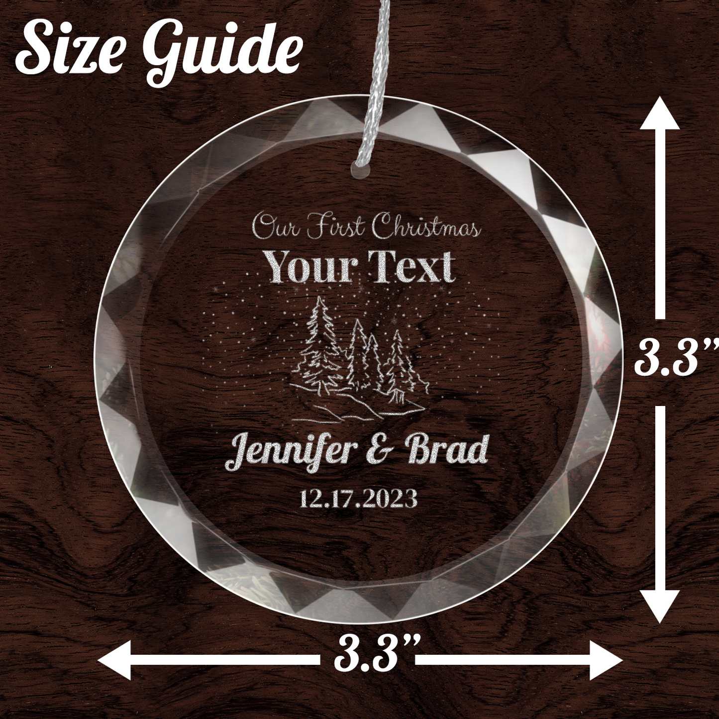 Personalized "Our First Christmas" Engraved Custom GLASS Ornament With Gift Box