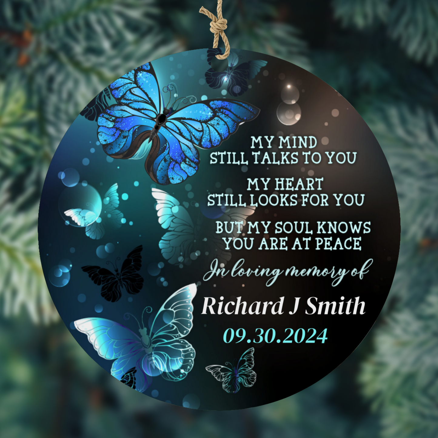Personalized Birchwood or Ceramic Memorial Ornament With Gift Box