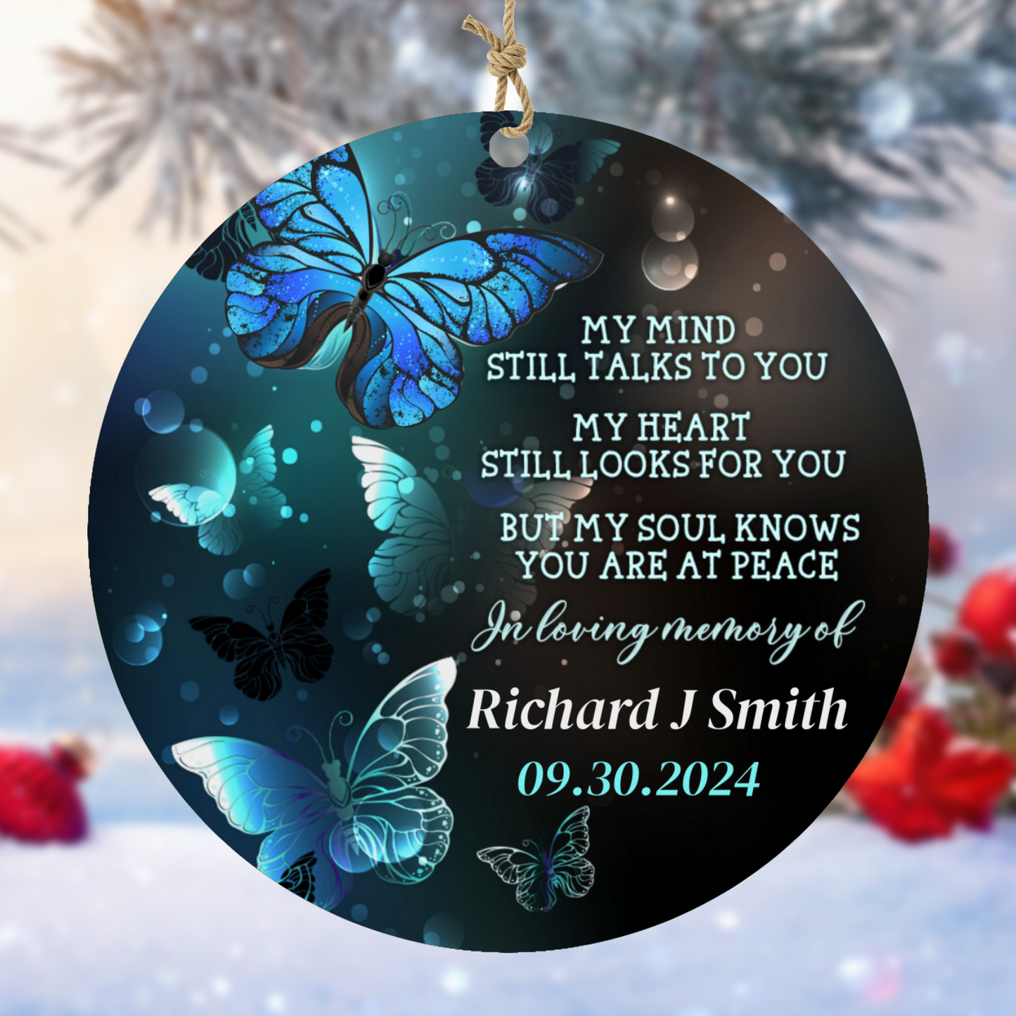 Personalized Birchwood or Ceramic Memorial Ornament With Gift Box