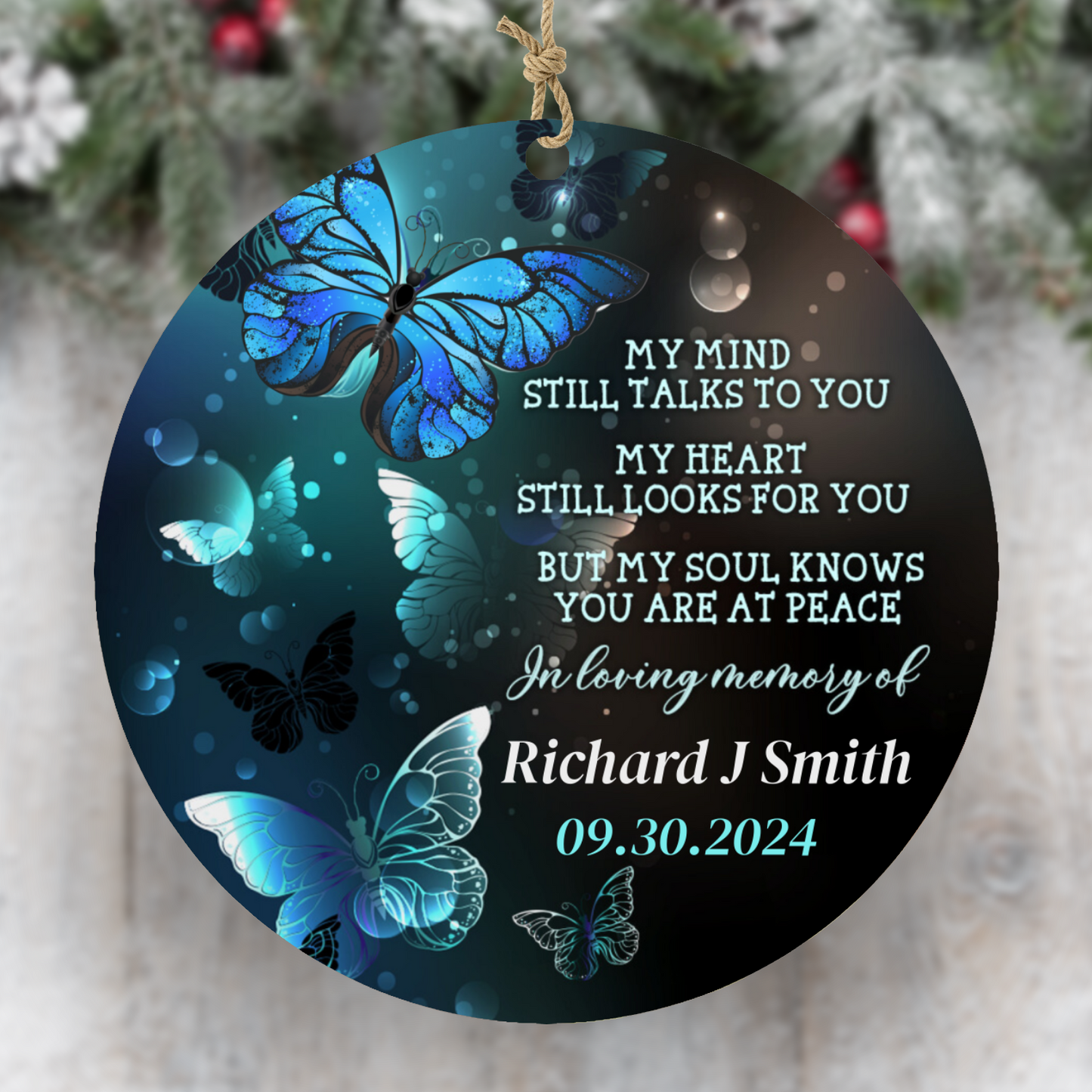 Personalized Birchwood or Ceramic Memorial Ornament With Gift Box