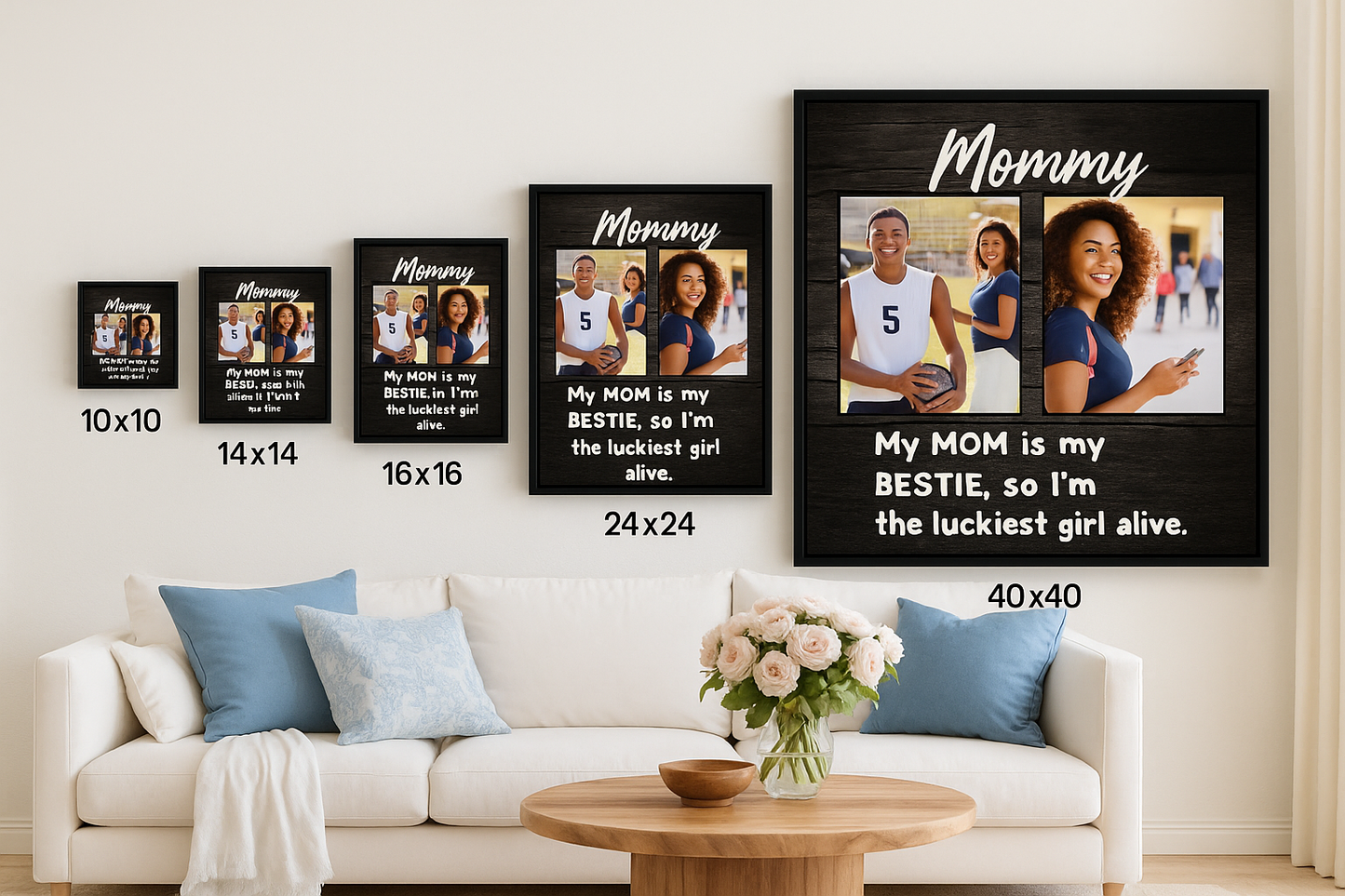 Custom Message to Mom Square Canvas Wrap