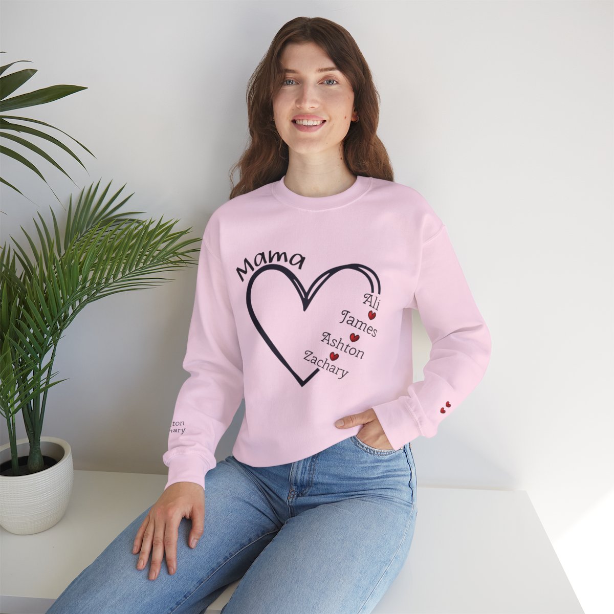 Personalized Mama Open Heart Crewneck Sweatshirt