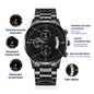 Men's Customizable Engraved Black Chronograph Watch