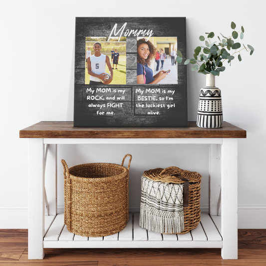 Custom Message to Mom Square Canvas Wrap