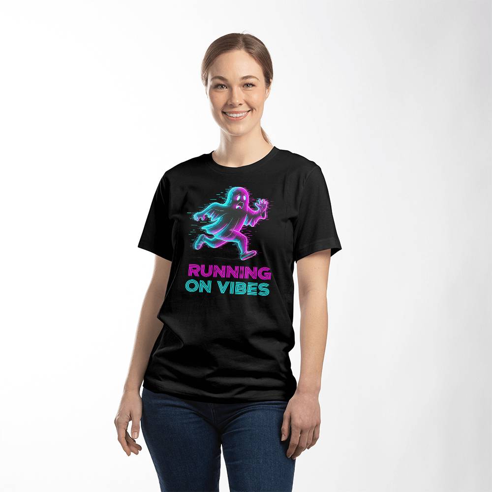 Bella + Canvas "Running on Vibes" Cyber-Ghost Tee
