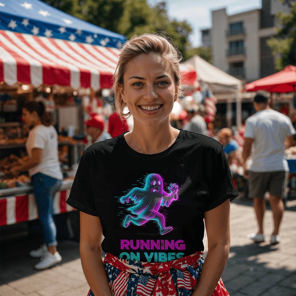 Bella + Canvas "Running on Vibes" Cyber-Ghost Tee