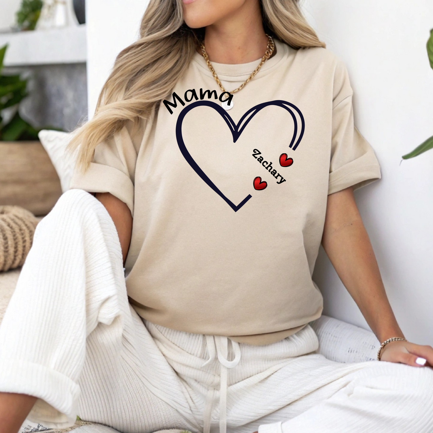 Personalized Mama Open Heart Bella Canvas T-Shirt