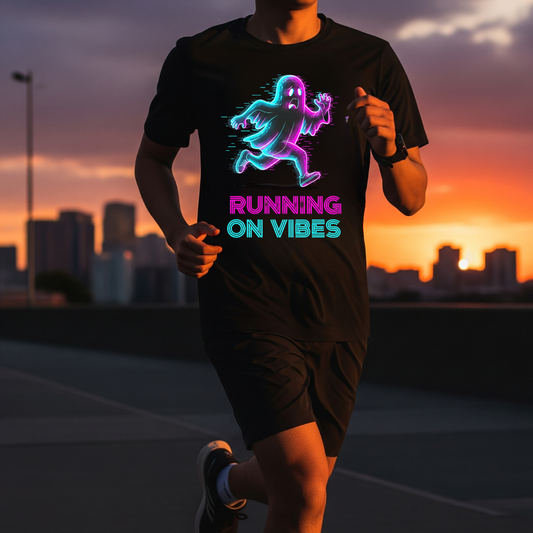 Bella + Canvas "Running on Vibes" Cyber-Ghost Tee