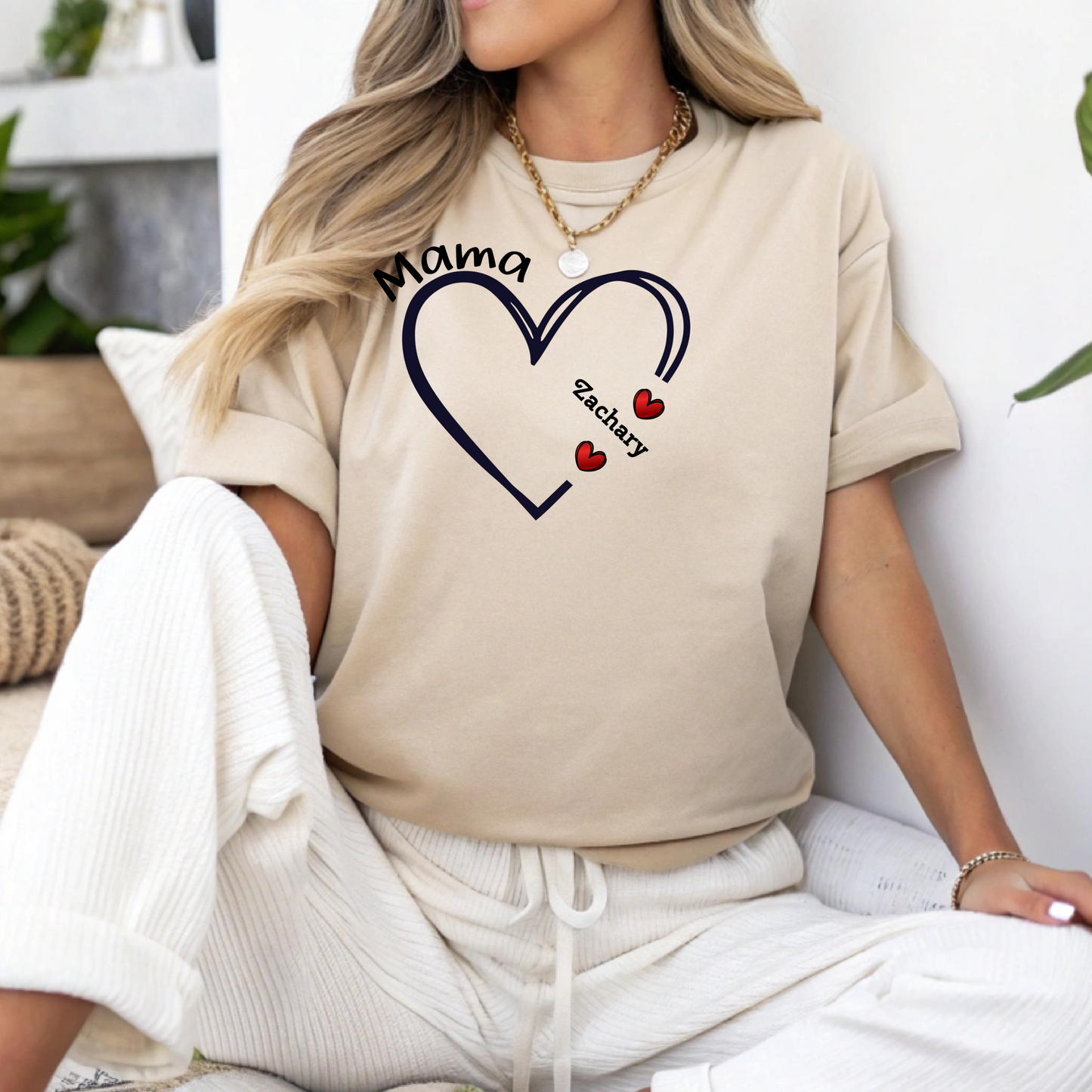 Personalized Mama Open Heart Bella Canvas T-Shirt