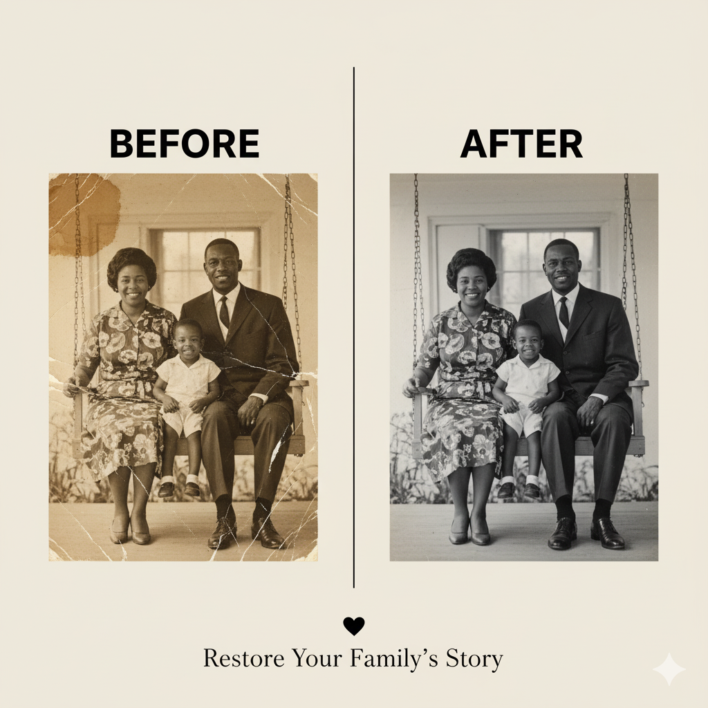 Vintage Photo Restoration & Repair Service Matte Canvas, Stretched, 1.25"