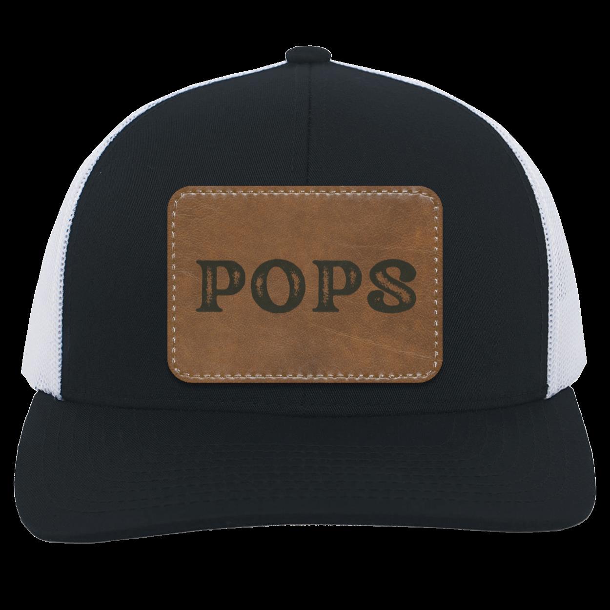 Disressed POPS Leather Patch  Truckers Hat