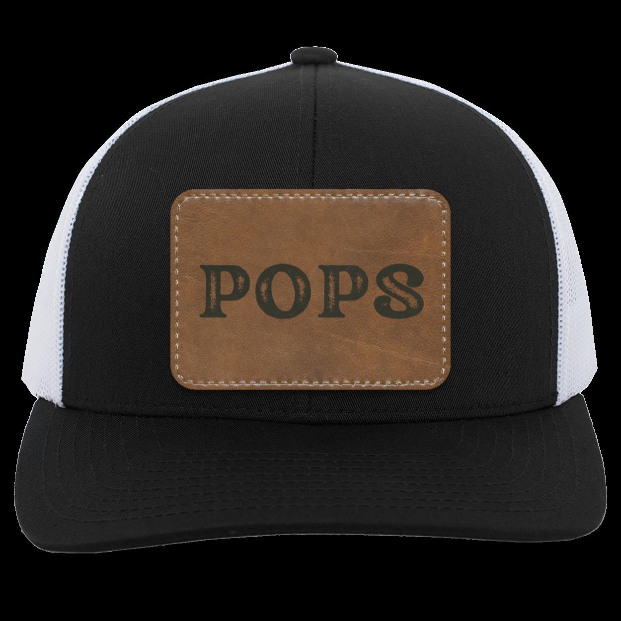 Disressed POPS Leather Patch  Truckers Hat