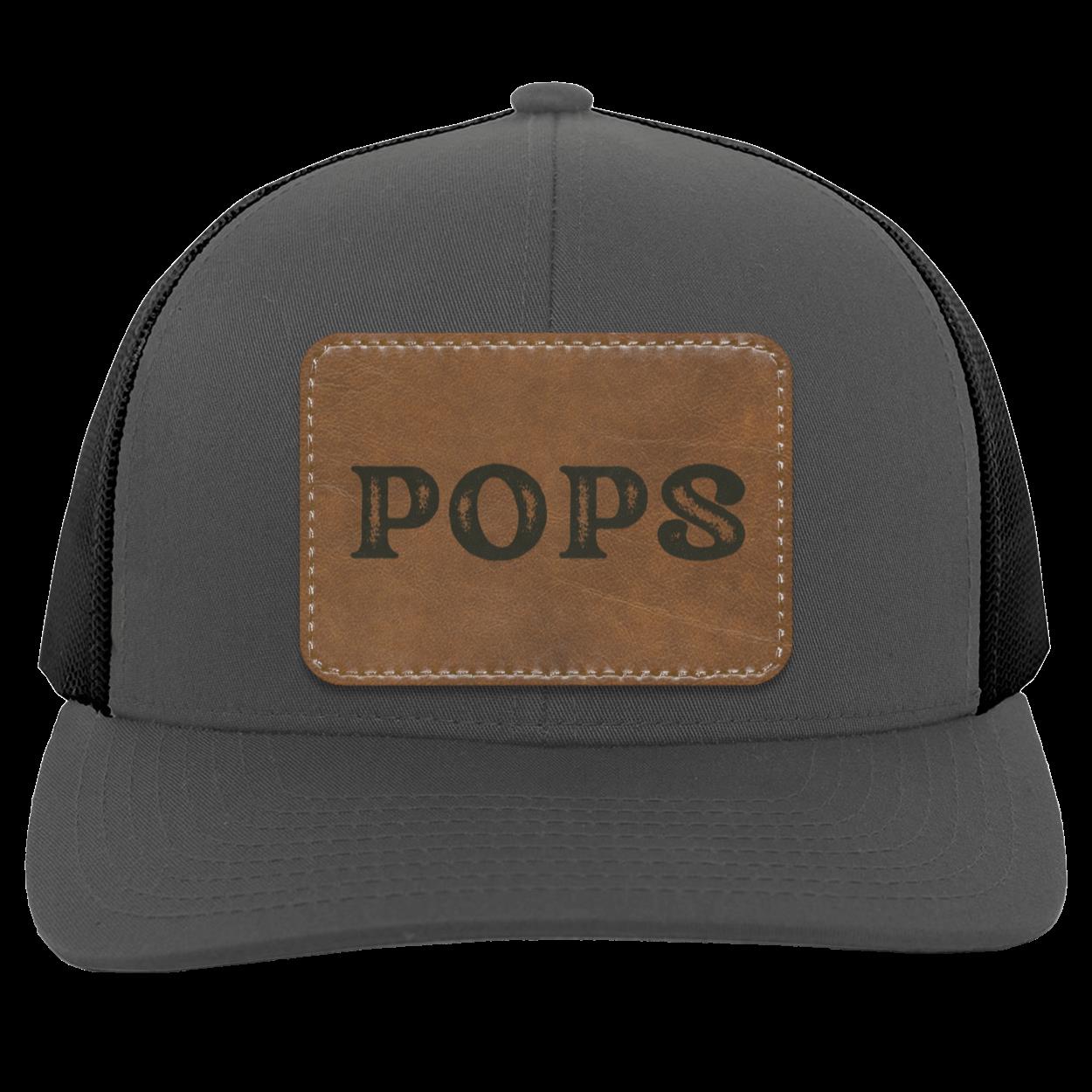 Disressed POPS Leather Patch  Truckers Hat
