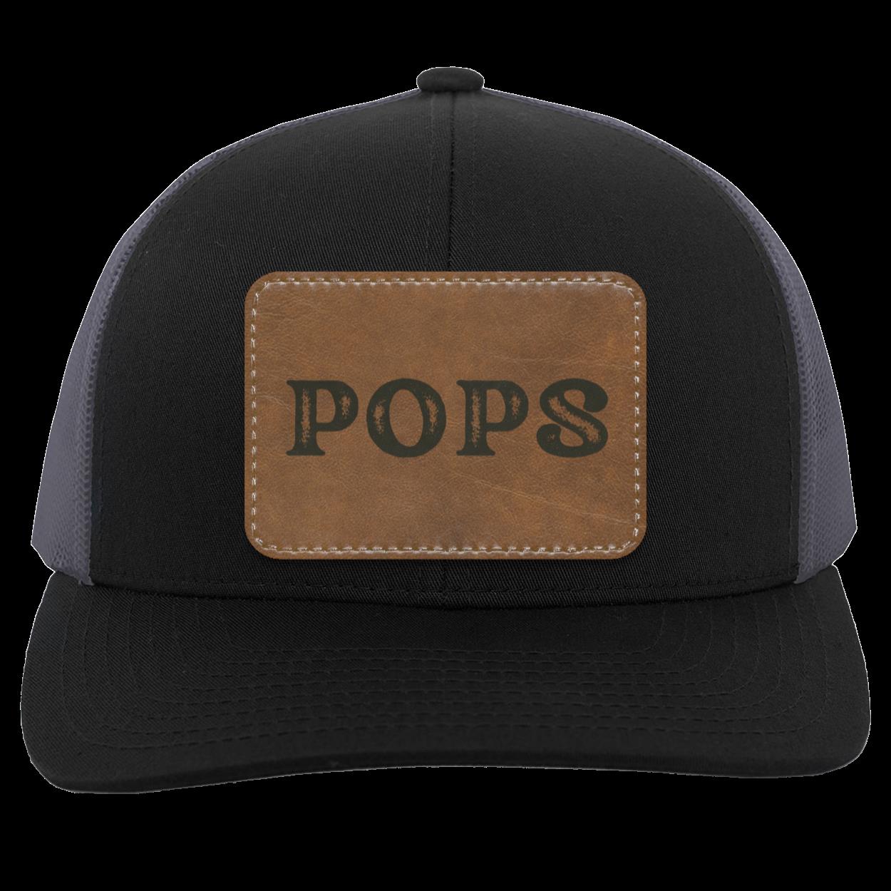 Disressed POPS Leather Patch  Truckers Hat
