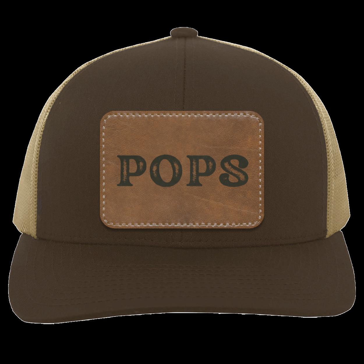 Disressed POPS Leather Patch  Truckers Hat