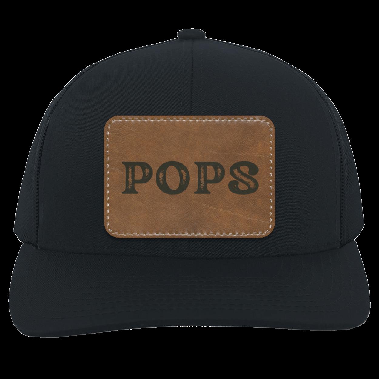 Disressed POPS Leather Patch  Truckers Hat