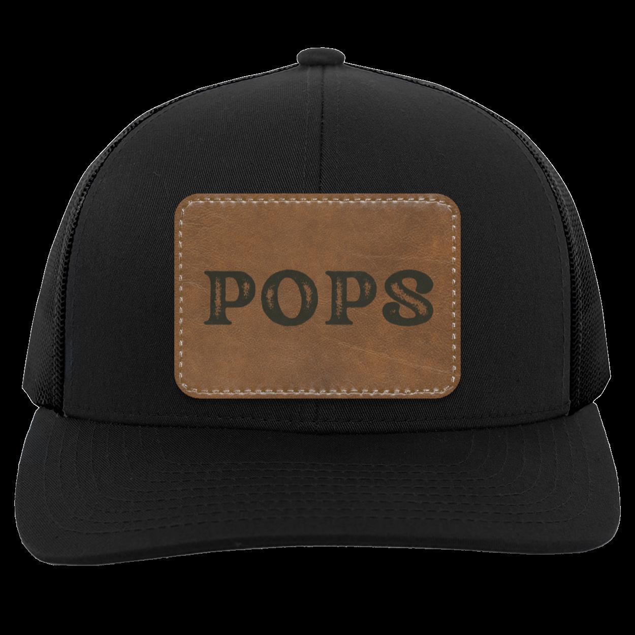 Disressed POPS Leather Patch  Truckers Hat