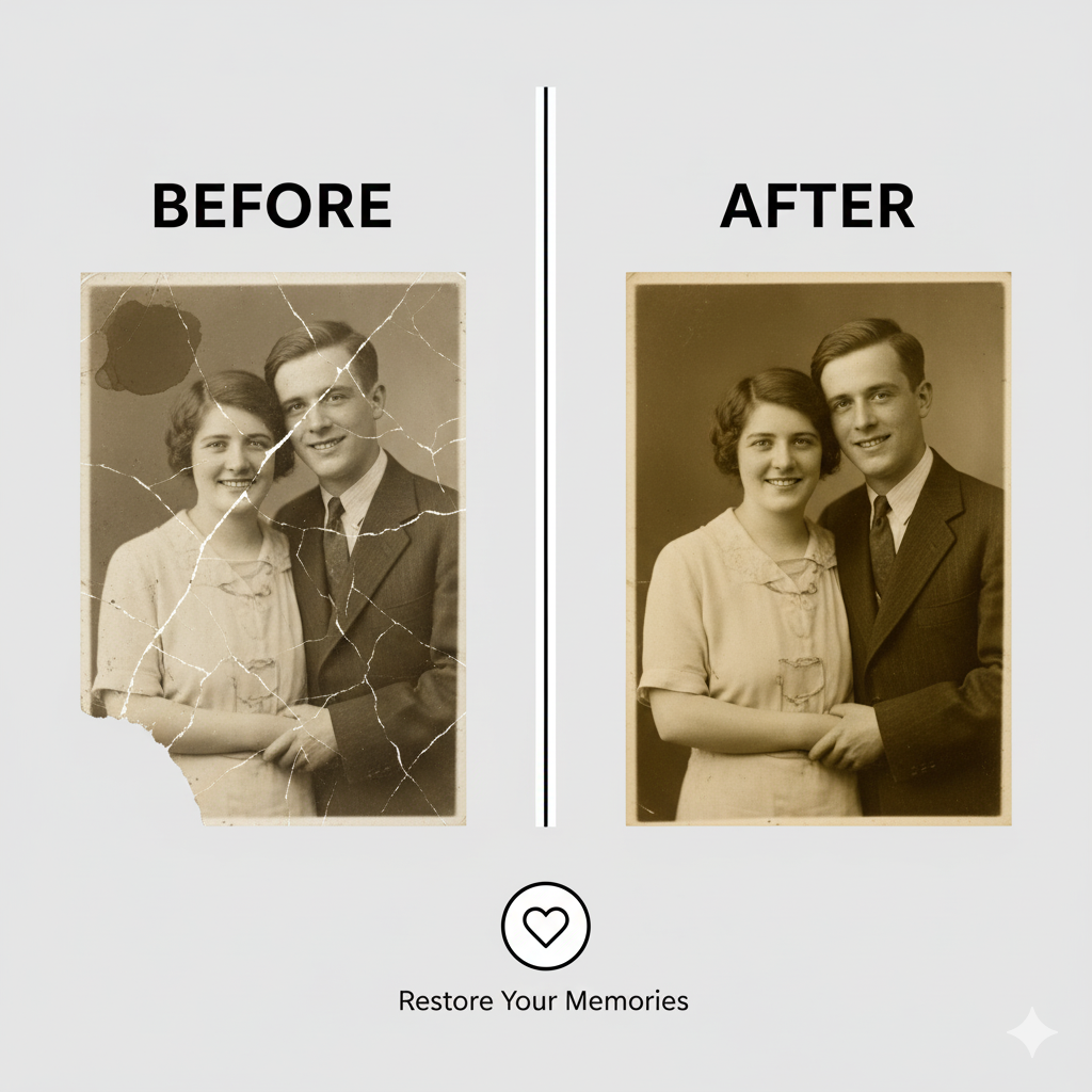 Vintage Photo Restoration & Repair Service Matte Canvas, Stretched, 1.25"