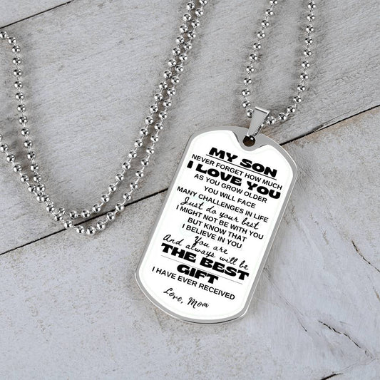 TO MY SON | MY BEST GIFT | PERSONALIZED DOG TAG CHAIN