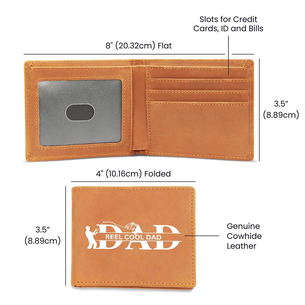 Reel Cool Dad Leather Wallet: Father's Day Catch white