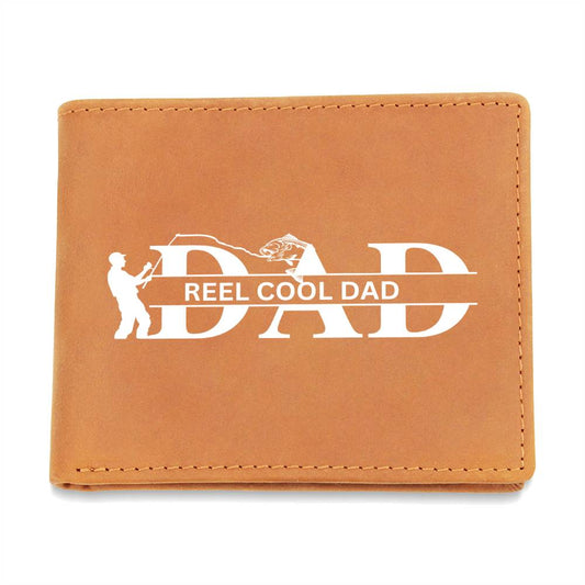 Reel Cool Dad Leather Wallet: Father's Day Catch white