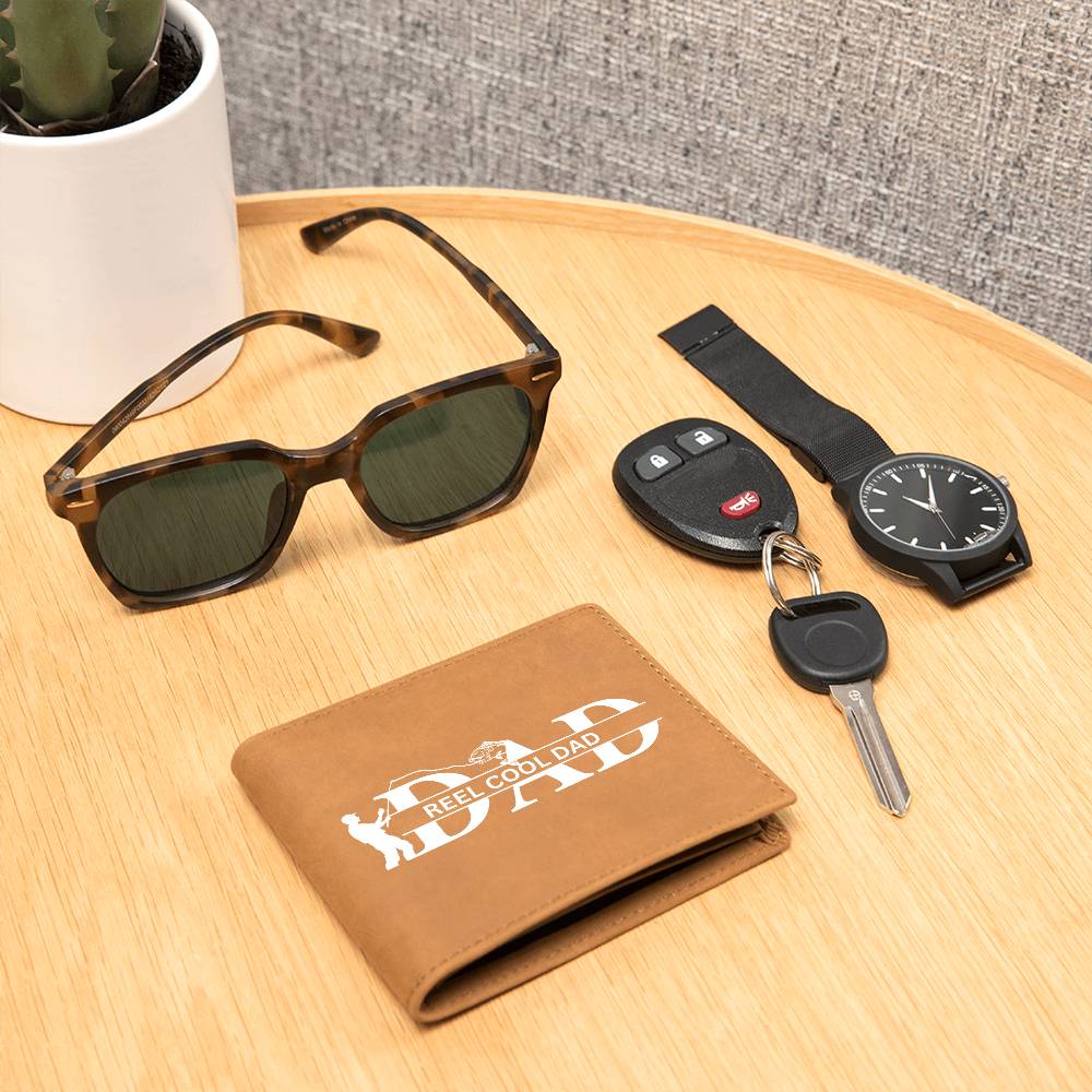 Reel Cool Dad Leather Wallet: Father's Day Catch white