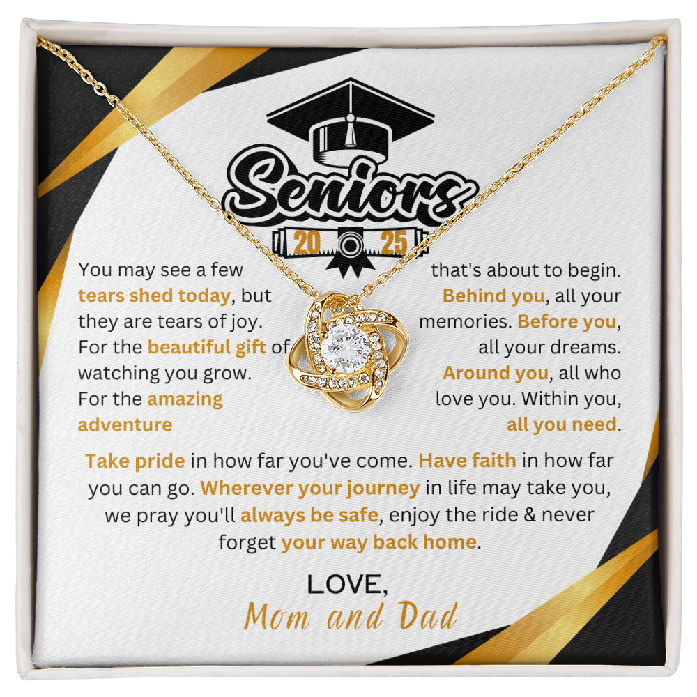 Graduation Gift Love Knot Necklace Necklace "In Every Step You Take, We're Always with You"