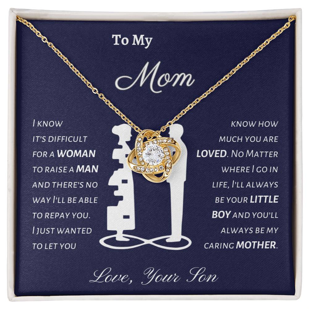 To Mom |  From Son |  Silhouette |  Love Knot Necklace |  Blue