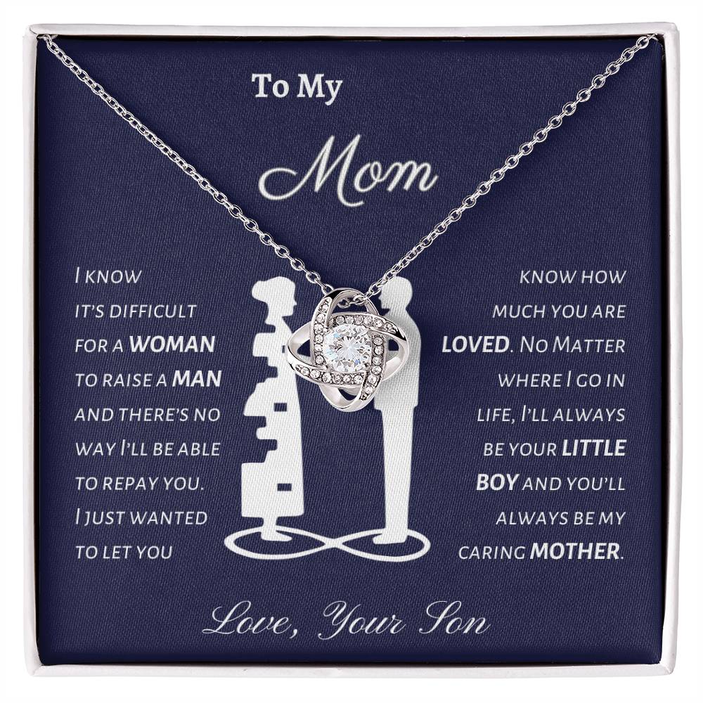 To Mom |  From Son |  Silhouette |  Love Knot Necklace |  Blue