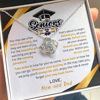 Graduation Gift Love Knot Necklace Necklace "In Every Step You Take, We're Always with You"